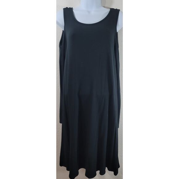 Gibson Latimer Black Cold Shoulder A Line Dress Small Lightweight Flowy Soft - Picture 1 of 5